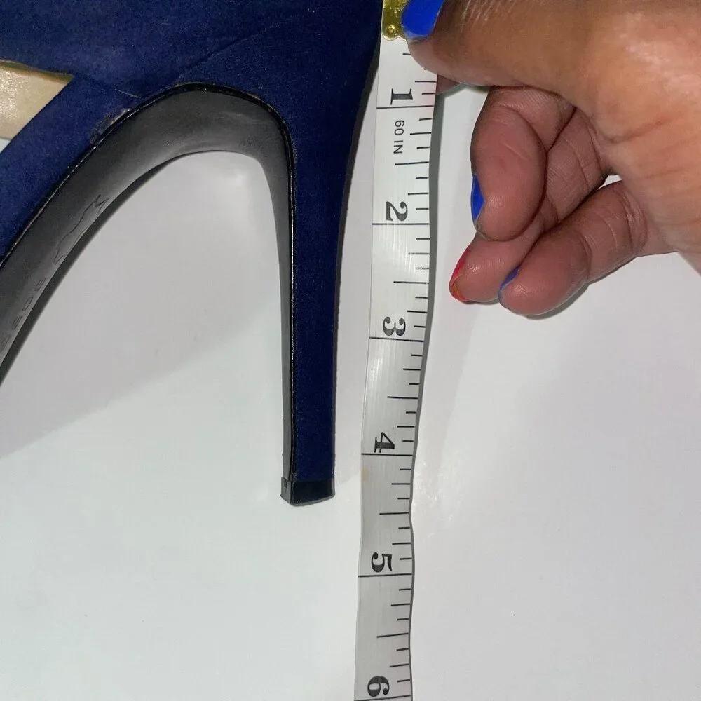 BCBGeneration Cobalt Blue Suede Idalaha D’Orsay Peep Toe Ankle Strap Heels 8.5